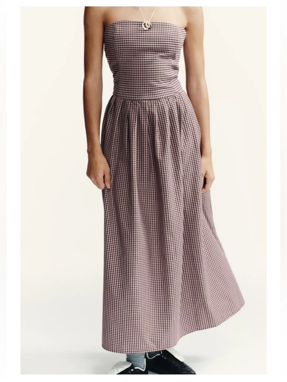 NWT Strapless Zara Gingham Maxi Dress| Sold Out| Size Small